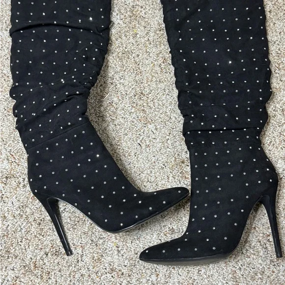 Heeled Shoedazzle Black Booties Shoedazzle Remi Thigh High Boots